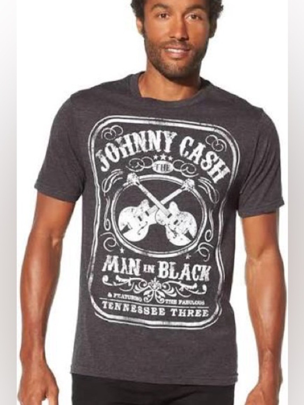 Johnny Cash Man In Black & Featuring The Fabulous Tennessee Three Tshirt-Medium